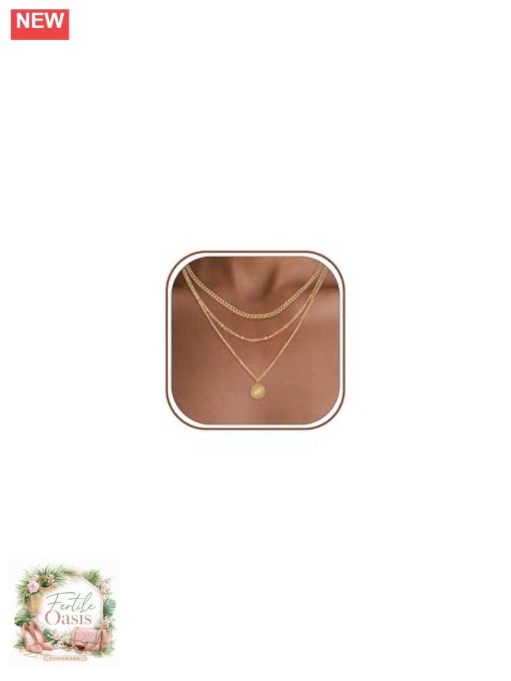 Layered Necklace Stack for Women 14K Gold Plated Waterproof Non Tarnish Pendant